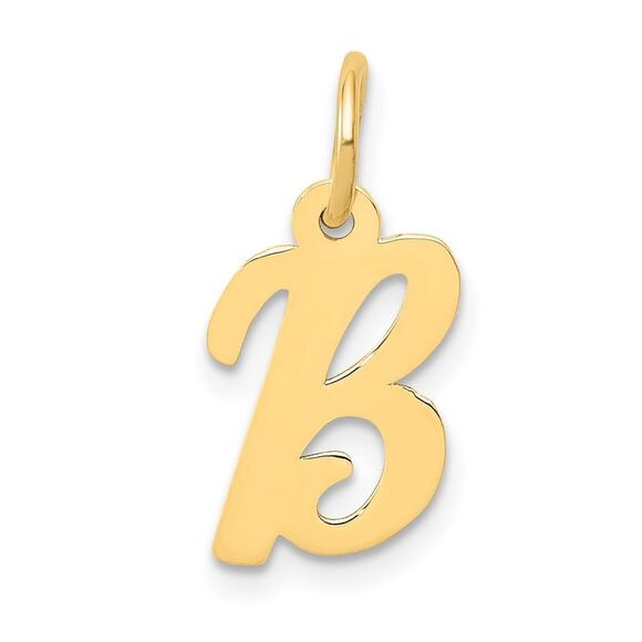 Kazi Luxury 14k Yellow Gold Small Script Letter B Initial Charm - Picture 1 of 4